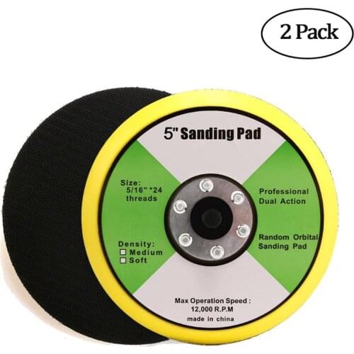 2PCS 5 Inch 125mm 5/16"-24 Thread PU Hook&Loop Backer Backing Pad for Air Sander and Dual Action Car Polisher 5 Inch