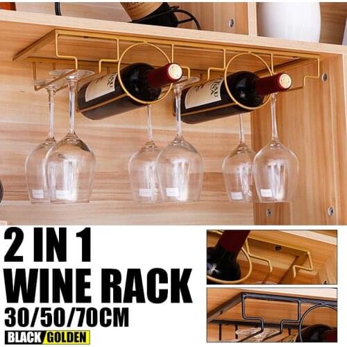 2in1 Wine Rack Wall Mounted Mini Bar Cabinet for Home Bar Decor Wine Glass Hanging Holder Goblet Stemware Storage Organizer Rack