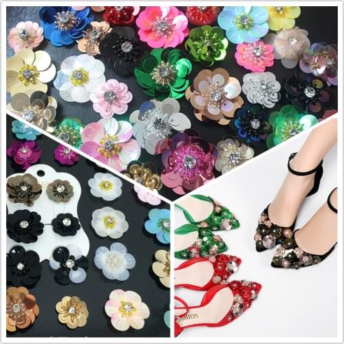 20pcs flower patch handmade sequin applique sewing on patch for clothing cheap wholesale