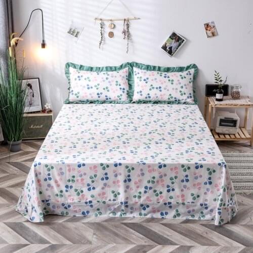 2020 new products Cotton printing Bedcover Fitted Sheet Pillowcases 2/3pcs Lotus leaf lace Bedding