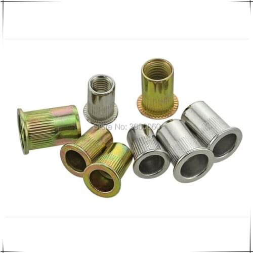 5/16-18 Color Zinc Plated Steel Knurled Body Flat Head Rivet Nut 200pcs/lot