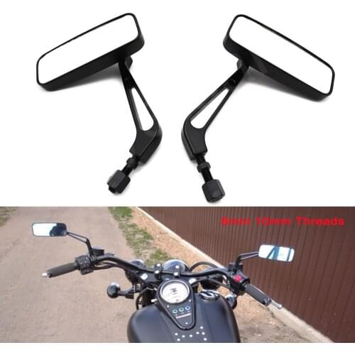 8mm 10mm Black Motorcycle Rear View Side Mirrors For Harley Honda Yamaha Kawasaki Street Sports Bike Chopper Cruiser Universal