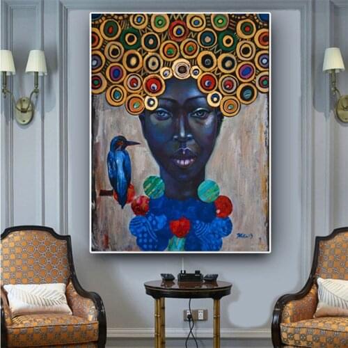 Abstract African Women Portrait Oil Painting on Canvas Art Scandinavian Posters and Prints Modern Wall Picture for Living Room