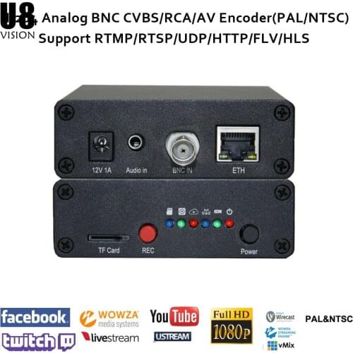 U8Vision H.264 Analog/CVBS/RCA(BNC type) IPTV Video Encoder live streaming support RTMP/RTSP/UDP