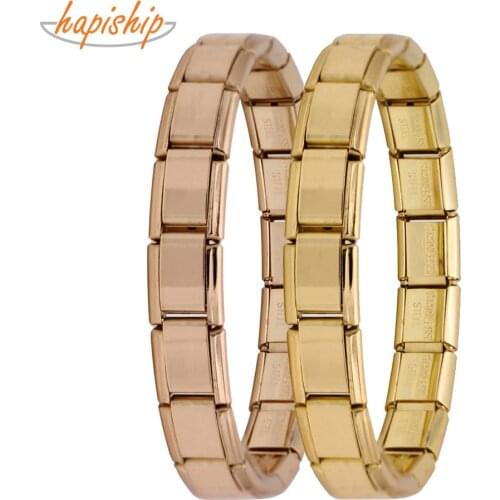 Hapiship 2019 Womens Girl Jewelry 9mm Width Itanlian Elastic Charm Bracelet Fashion Stainless Steel Bangle Jewelry G096