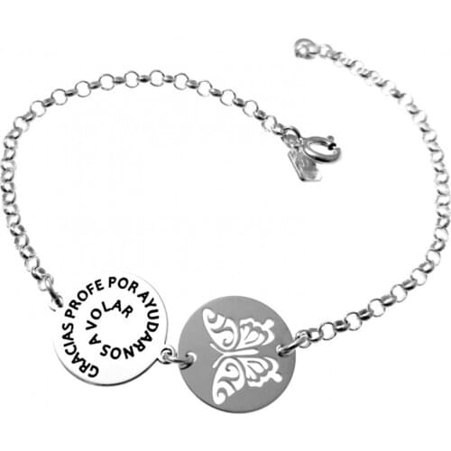 Minosilver butterfly sterling silver bracelet "thank you profe for helping us fly" the perfect gift for teacher