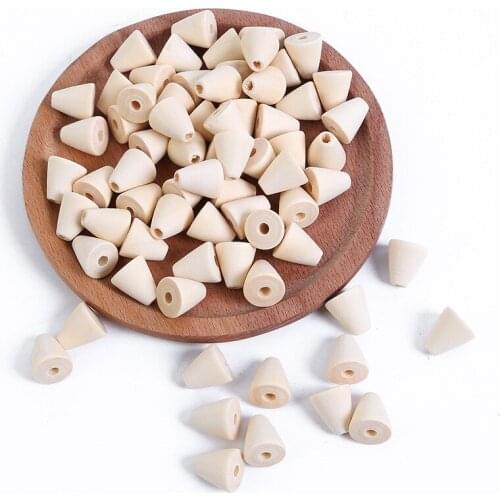 14X16mm Natural Wood Beads Cone Shape Loose Wooden Beads for Kids Necklace Handmade Jewelry Making 30Pcs/lot