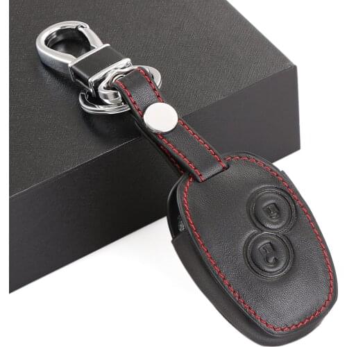 2 button Genuine Leather Car Key Case For Renault Clio Scenic Megane Duster Sandero Captur Twingo Modus Remote Control Cover