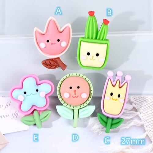 Resin Flowers Decoration Crafts 20pcs Lovely Lily Flower Sunflower Lucky Flatback Cabochon For Scrapbooking Diy Accessories