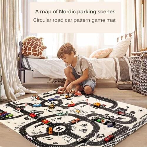 Child City Traffic Parking Lot Car Park Play Mat Waterproof Parking Lot Kids Map​ Playmat Construction Site Rug Educational Toys
