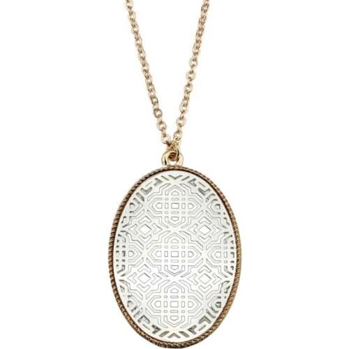 Long Gold Chain Large Oval Pendant Statement Necklace for Women Bohemian Jewelry Wholesale