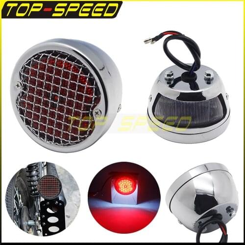 For Harley Chopper Bobber Scramble Cafe Racer Motorcycle 12V LED Chrome Tail Brake Light Rear Stop Running Lamp Licence