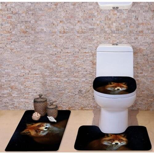Home Decor Funny 3D Pet Dog Labrador Printed Toilet Seat Covers Bathroom Non-slip Floor Carpets Warmer WC 3PCS Set Rugs