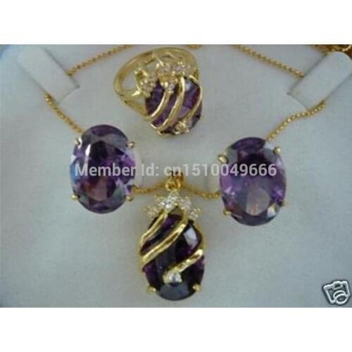Hot sale Set of STONE Necklace Pendant Earring&Ring