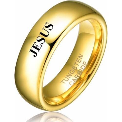 Your Jesus Prayer Rings 8mm 6mm Black Gold Color Tungsten Carbide Rings for Men Women Resistant Durable Wedding Band