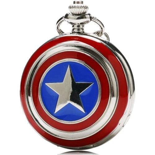 Creative Captain Star Shield Design Quartz Pocket Watch Relogio De Bolso Fashion Casual Pendant FOB Clock with Necklace Chain