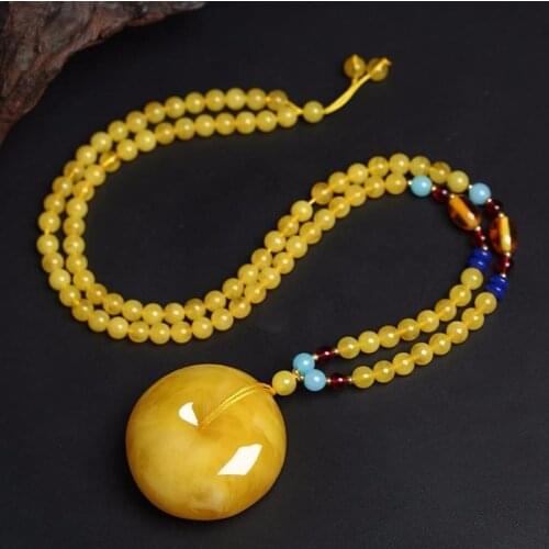 Hot Selling Natural Men Women Hand-Carved Jade Yellow Pendant Necklace Charm Jewellery Fashion Accessories Gifts Unisex