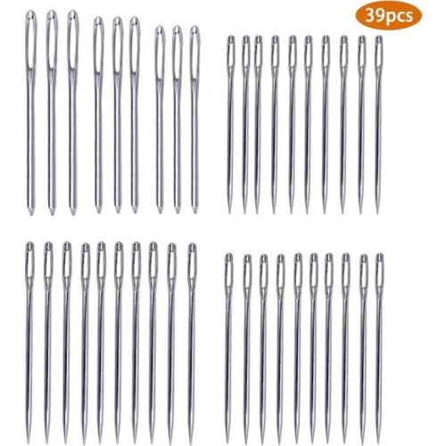 LMDZ30Pcs Large Eye Needles DIY Crafts Tools +9Pcs Stainless Steel Large Eye Blunt Knitting Yarn Sewing Hand Crochet Hook Set