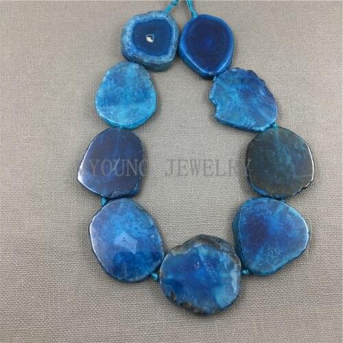 MY1101 Freeform Dark Blue dragon vein agates Slab Slice Loose Beads,Cut Slab Sliced Achate Beads For Jewelry Making 15.5" strand