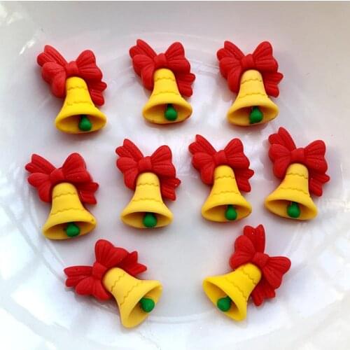 New 20pcs resin Coloured drawing cute small bell Flat back stone Scrapbook DIY Christmas ornaments craft