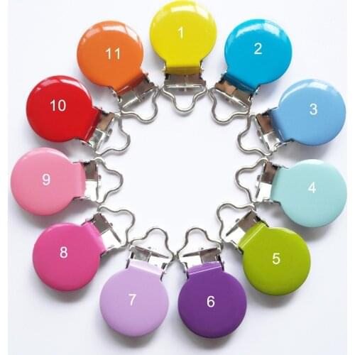 Wholesale 110 pcs/lot 5mm round metal hook baby dummy pacifier holder clips suspender soother clips Lead Nickle Free STY0307-2