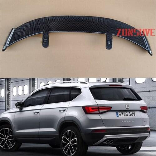 Use For 2016-2020 Seat Ateca ABS Plastic Carbon Fiber Look Hatchback SUV Roof Rear Wing Body Kit Accessories