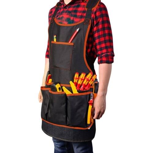 Hot Sale Unisex Work Apron For Men Oxford Cloth Black Apron Bib Adjustable Cooking Kitchen Aprons For Woman With Tool Pockets