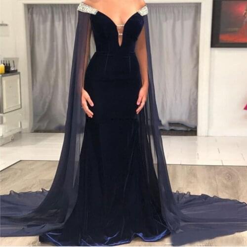 Real Image Black Velour Moroccan Kaftan Evening Dresses With Tulle Cloak Off Shoulder Arabic Muslim Special Occasion Gown Prom