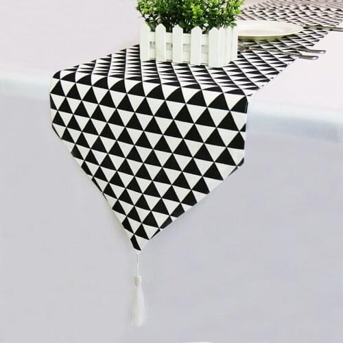 1pcs Luxury Linen Table Runners Home Decoration Black White Modern Style Table Runner Cloth For Wedding Party Decorations