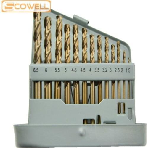 30% Off SCOWELL 13PCS HCO M35 Cobalt 5% Twist Drill Bits Stainless Steel Drill Bit Kit1.5mm to 6.5mm DIN338 Split Tip Drill Bits