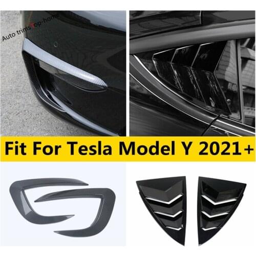Front Bumper Corner Fog Lamp Eyebrow Wind Knife Strip Rear Window Shutter Decor Cover Trim Accessories For Tesla Model Y 2021