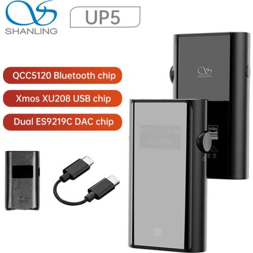 Shanling UP5 Dual ES9212C Balanced Bluetooth Decoding Headphone Amplifier USB DAC to 384K/ DSD256 3.5/ 2.5/4.4mm Headphones Jack
