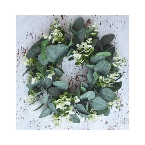 Green Leaf Eucalyptus Wreath For Festival Celebration Front Door/Wall/Fireplace Laurel/Eucalyptus Hanger Home Relaxed Decoration