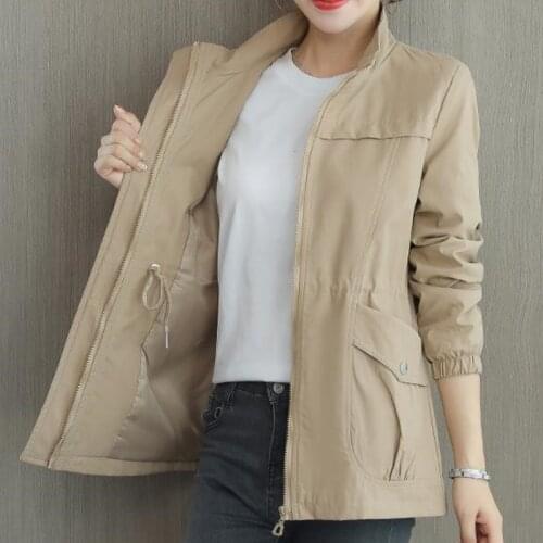 Double Layer Women Windbreaker Jackets 2021 New Autumn Short Coat Fashion Plus Size XL Stand-up Collar Ladies Jacket Streetwear