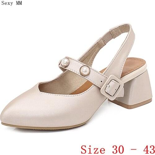 Pumps Women Oxfords Career Slingbacks Shoes Med High Heels Woman Med High Heel Shoes Small Plus Size 30 31 32 33 - 40 41 42 43