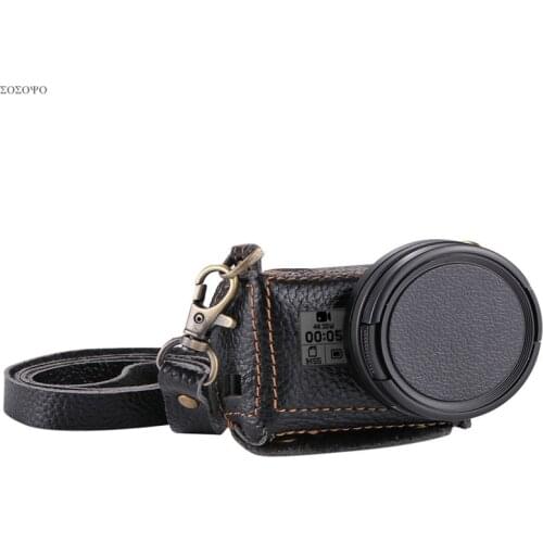 2 colors Protective leather Holster case Shoulder Bag with 52mm UV Filter Lens Cover for GoPro Hero 5 6 camera Accessories
