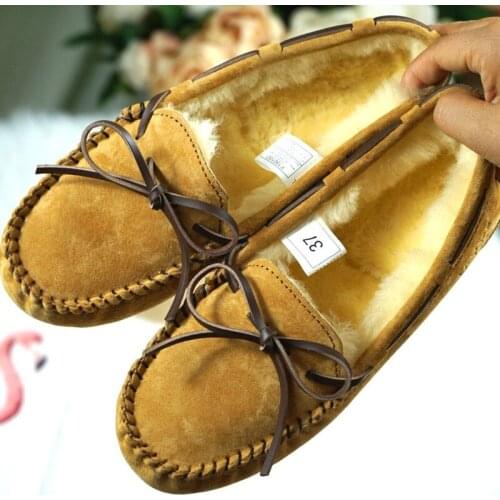 Winter Non-slip Rubber Soles Ankle Boots 2020 Natural Fur Thick Wool Cowhide Genuine Leather Snow Boots Warm Shoes Women