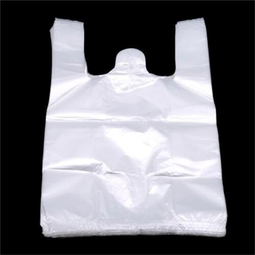 100pcs 20*30cm/24*37cm/28*48cm Transparent Bags Shopping Bag Supermarket Plastic Bags With Handle Food Packaging Handbags