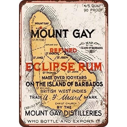 1937 Mount Gay Eclipse Rum Vintage Look Reproduction Metal Tin Sign 12X18 Inches