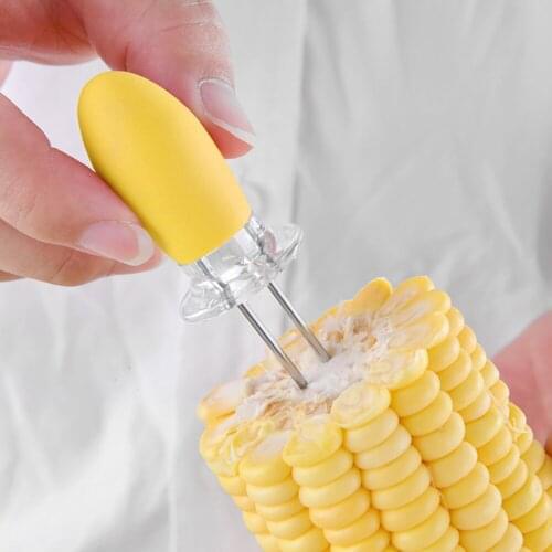 2Pcs /10 Pcs Fork Corn Skewer Stainless Steel Corn Holders Twin Prong Outdoor Non Slip Handle Outdoor Barbecue BBQ Tools