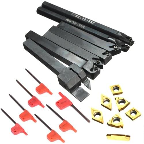 21pcs/set 10mm Tool Holder Boring Bar And Golden Inserts & Wrenches For Lathe Turning Tool SDJCR1010F07/SNR-001K11/S10K-SCLCR06