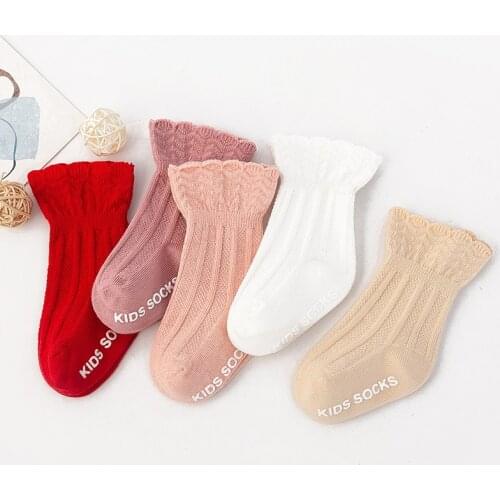 3 Pairs/lot 0 to 3 Yrs Cotton Childrens Anti-slip Middle tube Socks For Boys Girl Cut Floor Kid Newborn Sock With Rubber Grips
