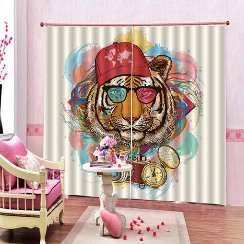 European style 3D Curtain Living room bedroom kitchen Curtain Blackout tiger curtain