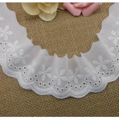 5 Meters Very High Quality Ivory Cotton Lace Cloth Embroidery Fabric DIY Cotton Lace Trims Clothing Accessories 5.5CM