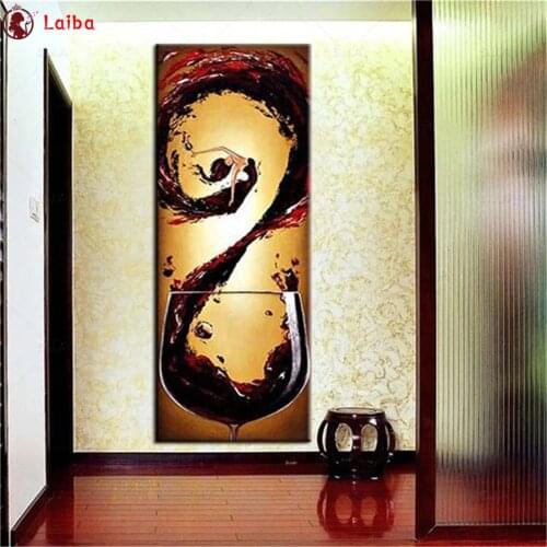 Diamond embroidery Abstract art, red wine, wine glass diamond painting cross stitch 5d full square round drill 5d puzzles