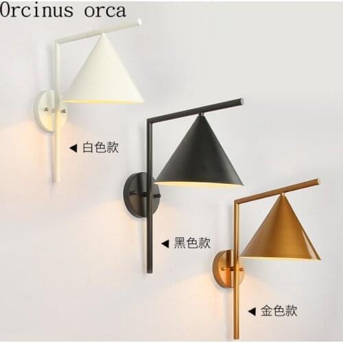 American industrial wind iron art wall lamp living room corridor bedroom bedside lamp Nordic modern simple LED wall lamp