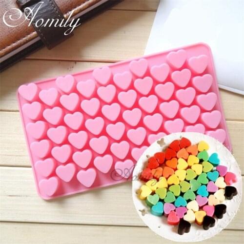 Aomily 55 Holes Heart Shaped 3D Silicon Chocolate Jelly Candy Cake Bakeware Mold DIY Pastry Bar Ice Block Soap Mould Baking Tool