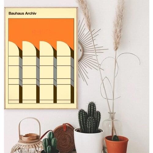 Bauhaus Exhibition Poster Vintage Colorful Canvas Painting Retro Wall Pictures for Living Room Home Decor Decoration No Frame