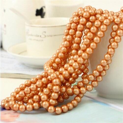 Loose 4mm-10mm Orange Color Fake Pearl DIY Hand Craft Round Glass Imitation Pearl Bead Clothing&Garment Nail Art Decoration