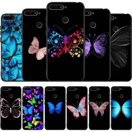 Animal butterfly Black Silicone Phone Case For Honor 30 20 Pro 8X 9X X10 10 20 Lite 10i Nova 5T Y6 7 9 Prime 2019 TPU Cover